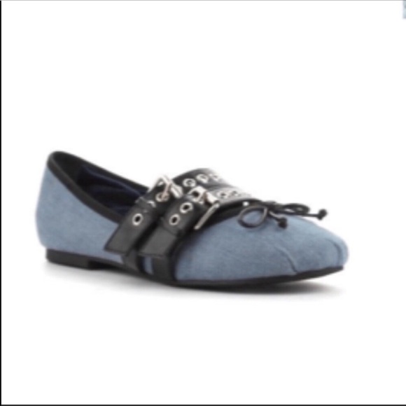 Brand NEW Cape Robbin Denim Wrap Around Flats - Picture 1 of 7